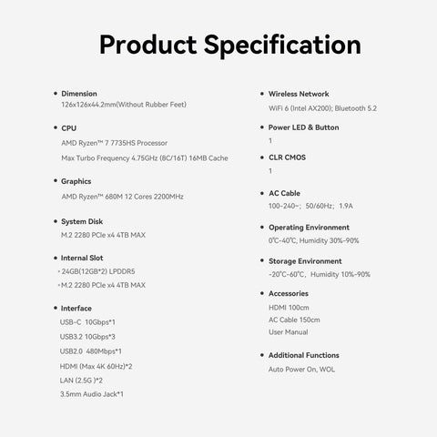 Beelink EQR7 AMD Ryzen™ 7 7735U