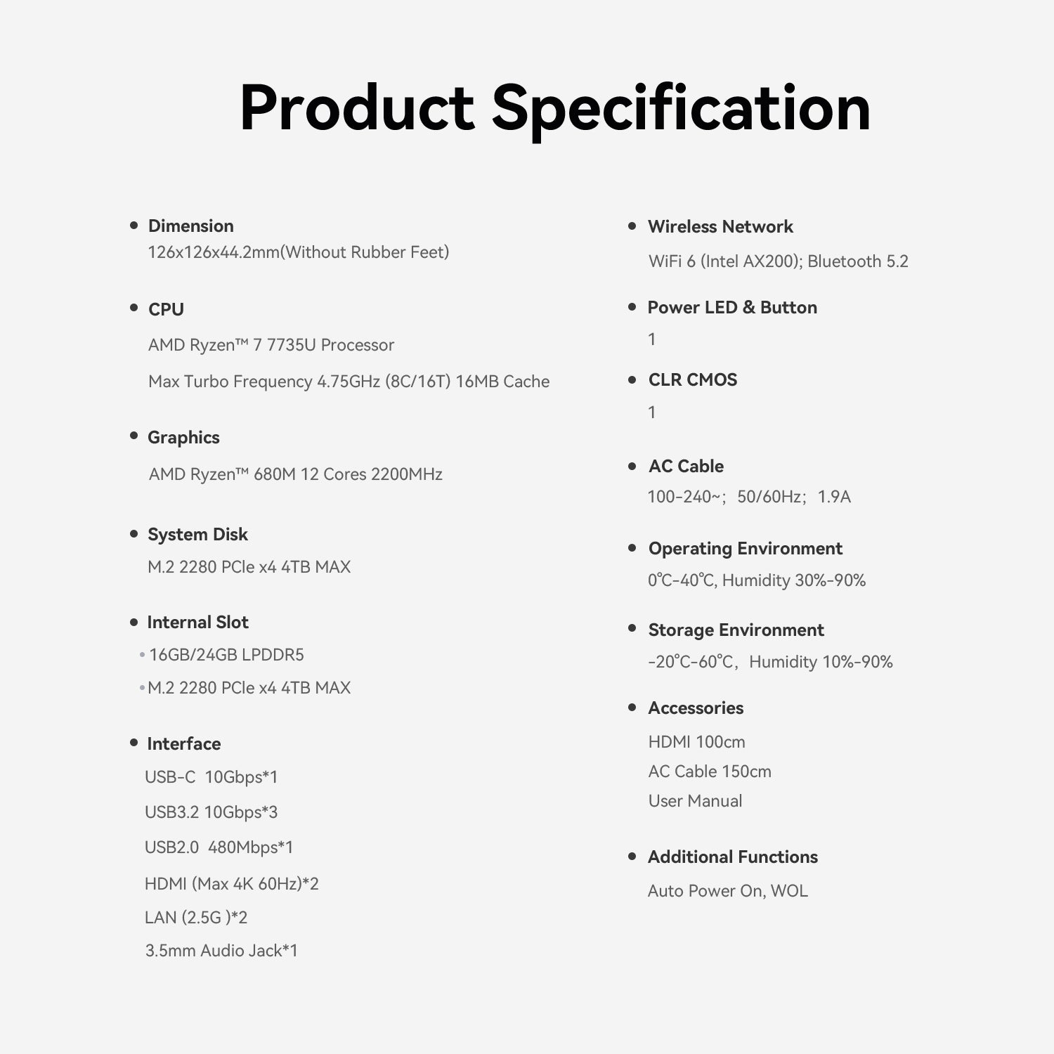 Beelink EQR7 AMD Ryzen™ 7 7735U
