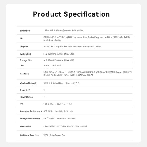 Beelink EQi13 Pro Intel® Core™ 13500H/13620H