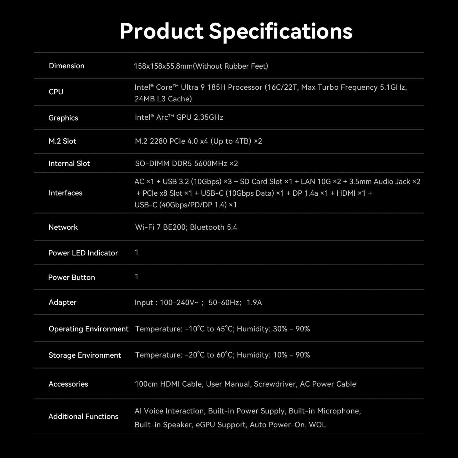 Beelink GTi14 Ultra AI PC Intel® Core™ UItra 9 185H (OpenClaw Pre-Installed)