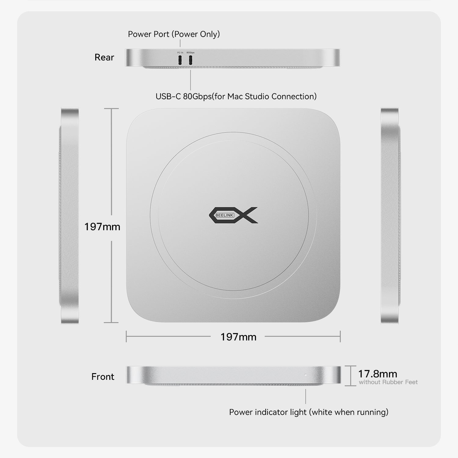 Beelink EX Mate Studio 80Gbps SSD Enclosure for Mac Studio